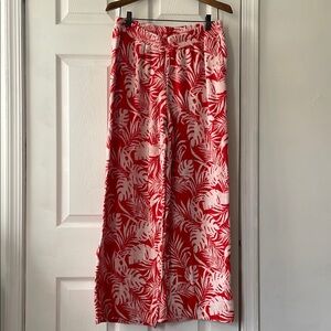 The Upside Red and White Wide Leg Palazzo Terrycloth Pants